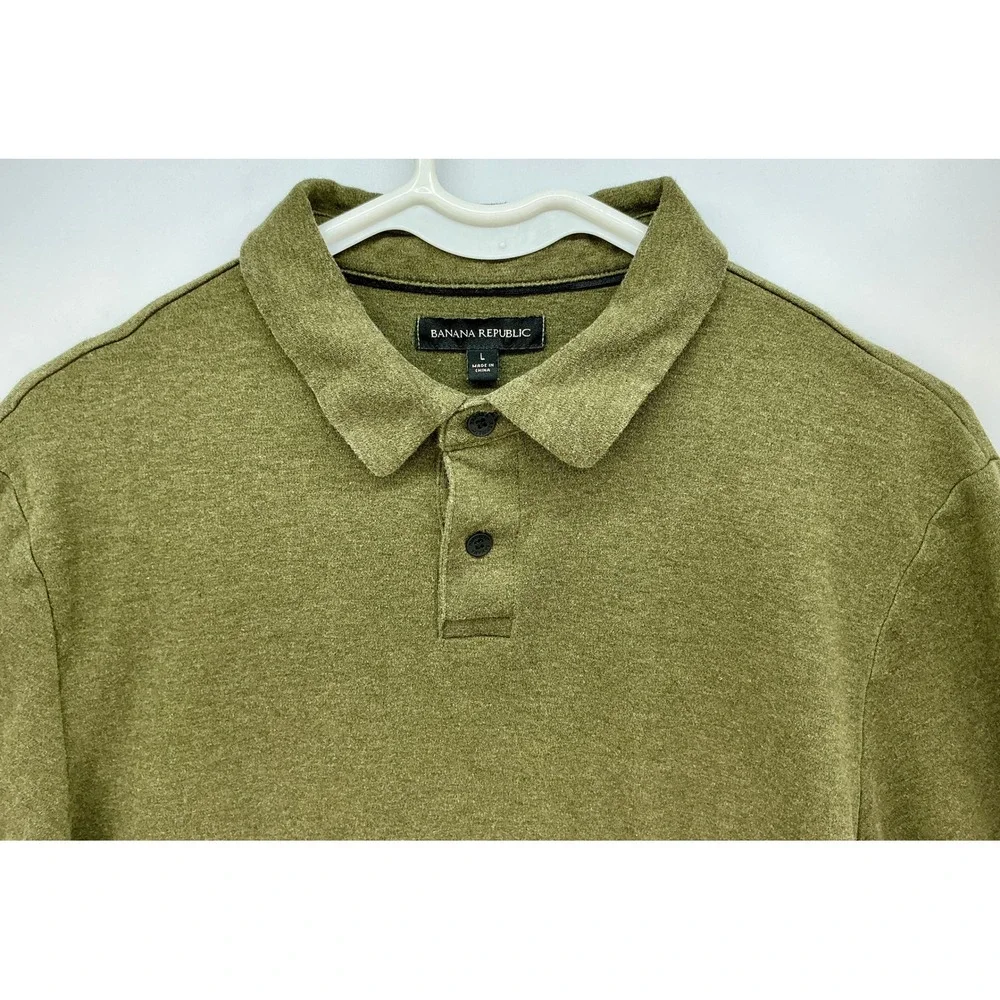 Banana Republic Olive Green Cotton Polo Shirt‎ Sz L Preppy Minimalist